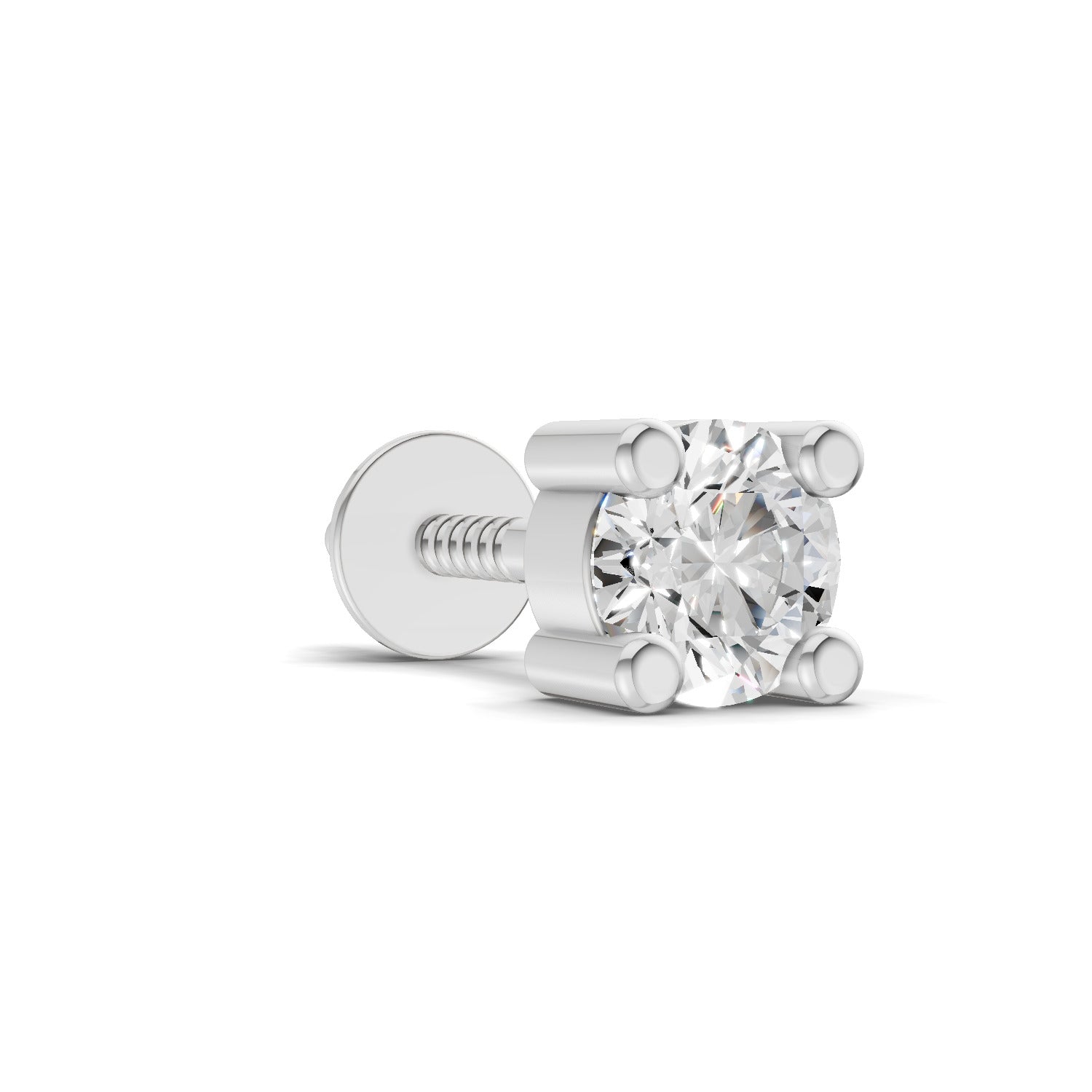 0.3 Carat Round Shape Solitaire Men's Stud | 14K White Gold