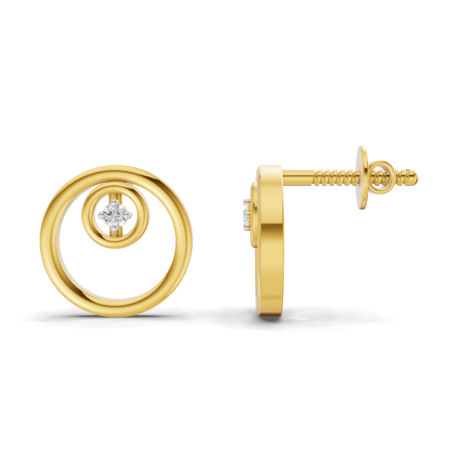 0.02 Carat  | 925 Sterling Silver Yellow Gold Plated Open Circle Stud Earrings