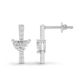 0.91 Carat Sleek Halo Bar Studs Earrings for Women | 14K White Gold