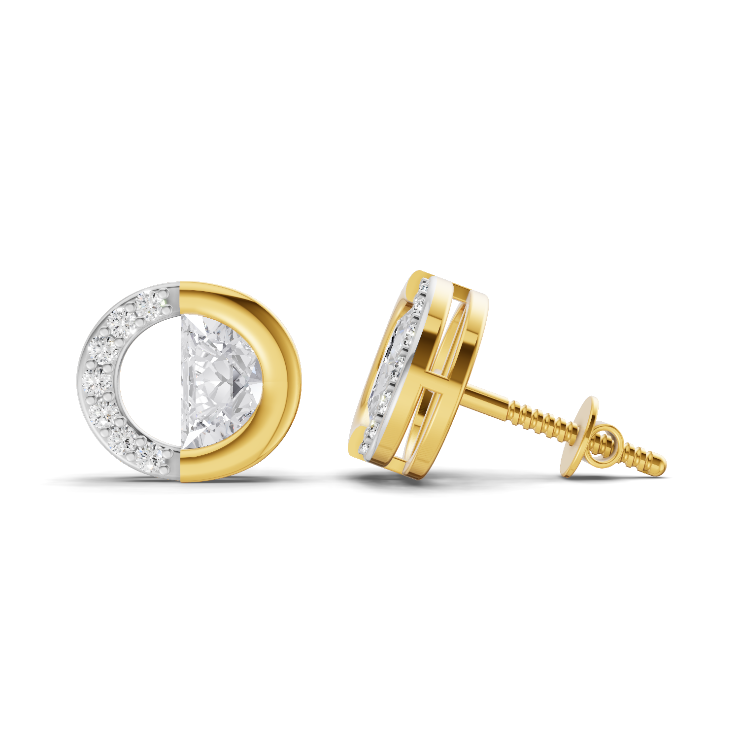 1.02 Carat Luna Halo Studs Earrings for Women | 14K Yellow Gold