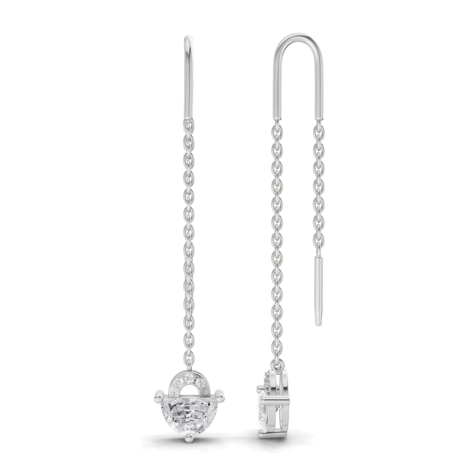 1.41 Carat Luna Threader Earrings | 14K White Gold