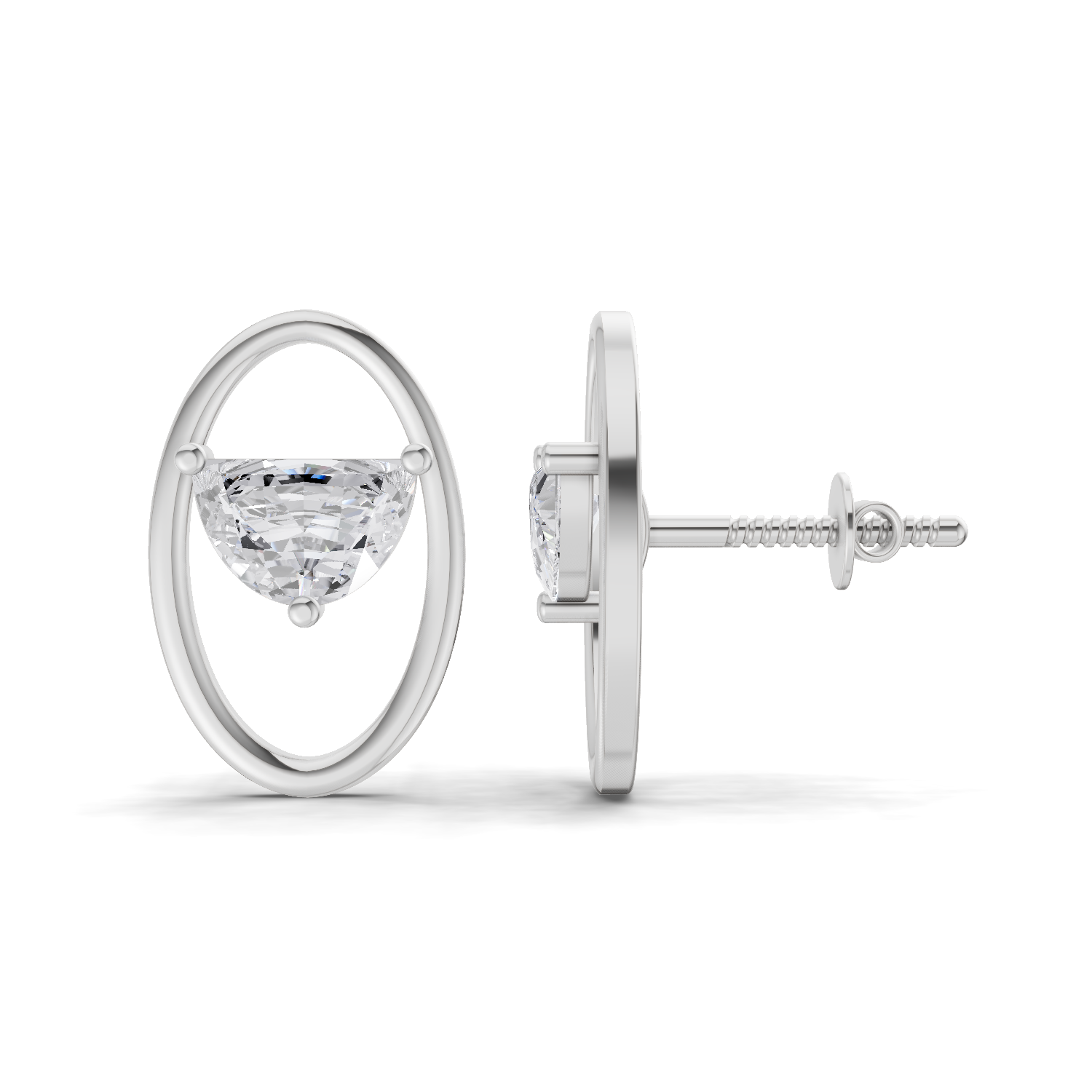 0.73 Carat Oval Earrings | 14K White Gold