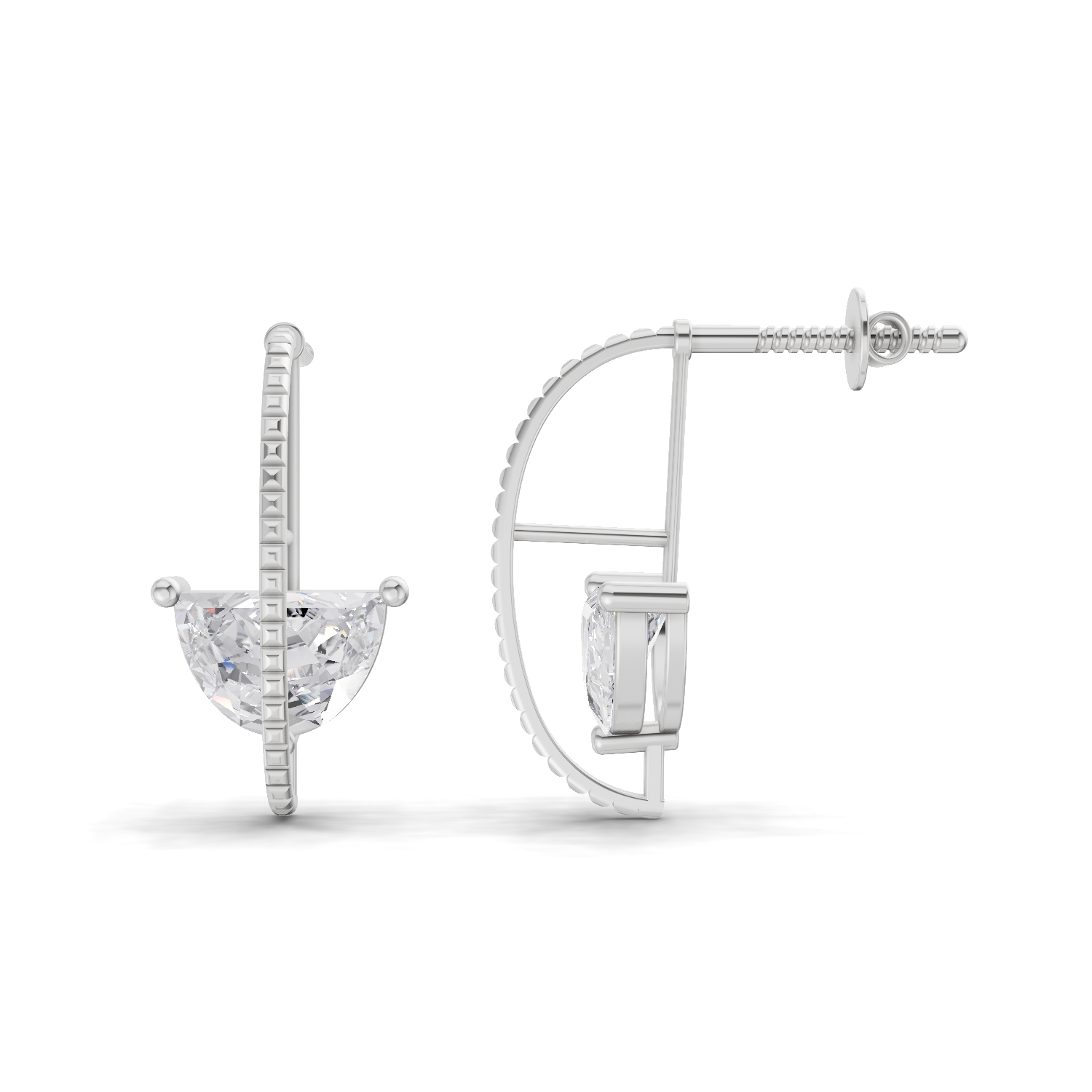 1.02 Carat Halfmoon Earrings | 14K White Gold