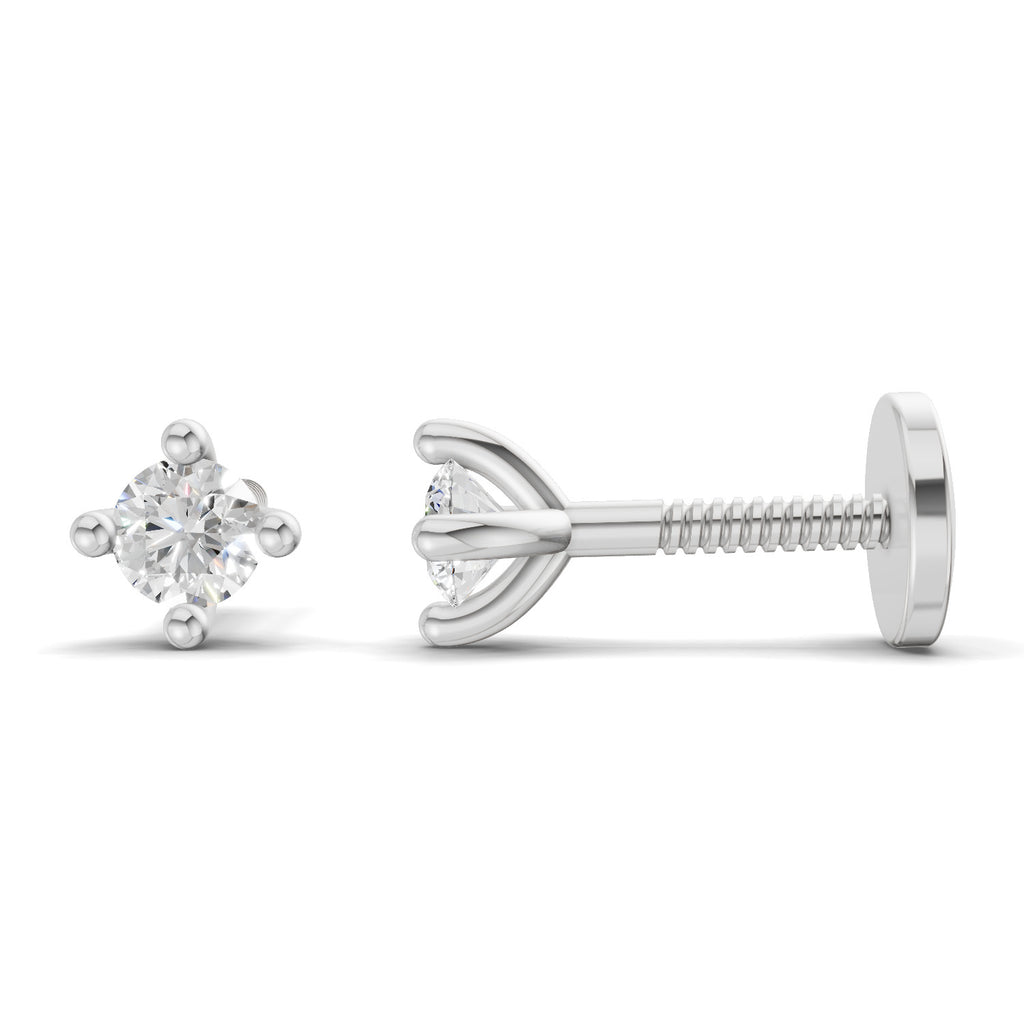 0.1 Carat Nova Prong Stud Earrings | 14K White Gold