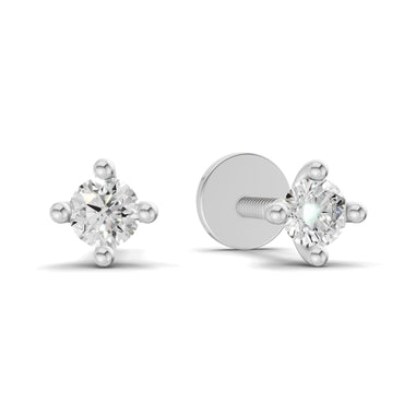0.1 Carat Nova Prong Stud Earrings | 14K White Gold