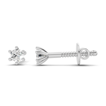 0.19 Carat Round Diamond Solitaire Studs Earrings | 14K White Gold