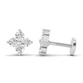 0.17 Carat Four Flower Stud Earrings | 14K White Gold
