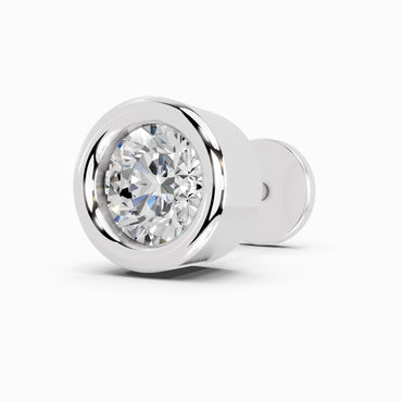 0.20 Carat Round Shape Bezel Solitaire Diamond Nose Pin | 14K White Gold-Screw