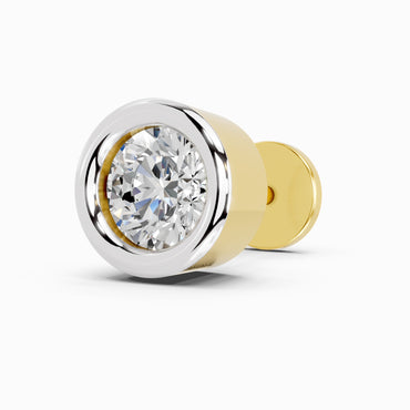 0.20 Carat Round Shape Bezel Solitaire Diamond Nose Pin | 14K Yellow Gold-Screw