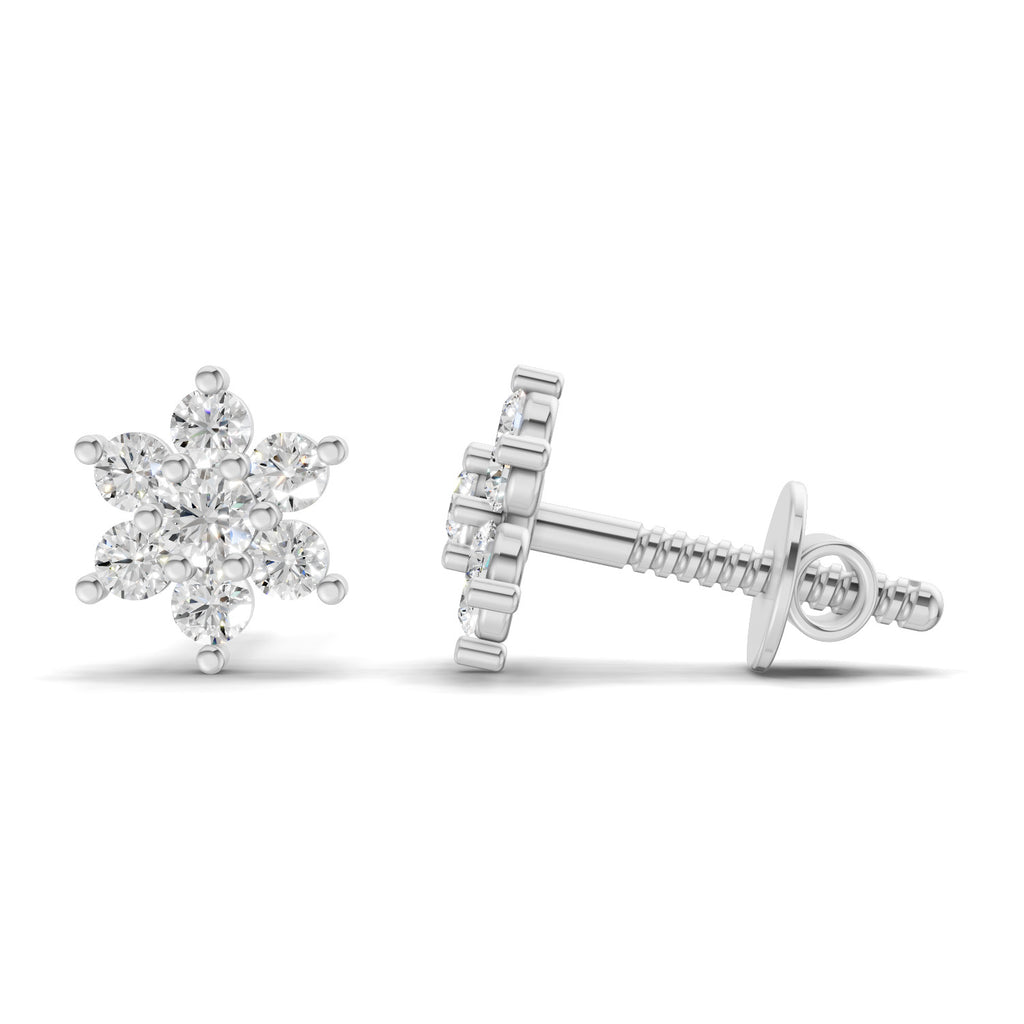 0.22 Carat Eternal Flower Studs Earrings | 14K White Gold