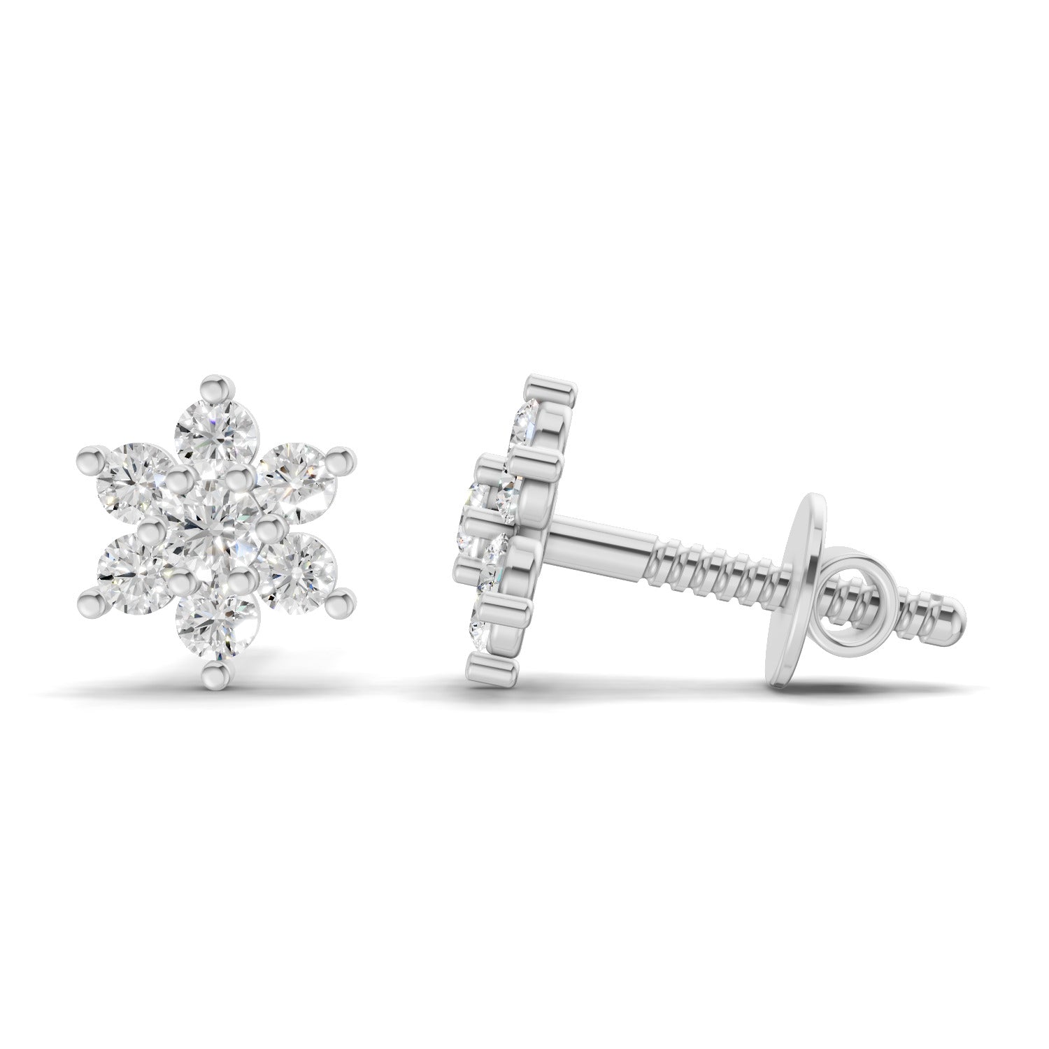 0.22 Carat Eternal Flower Studs Earrings | 14K White Gold