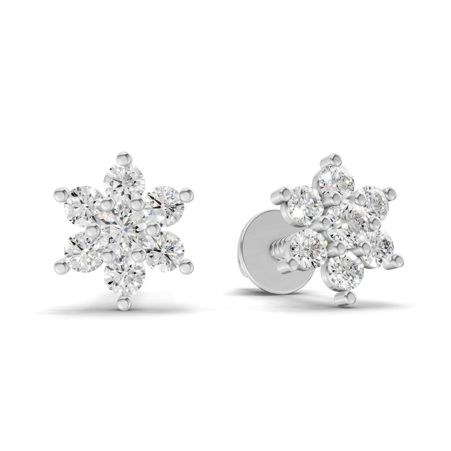 0.22 Carat Eternal Flower Studs Earrings | 14K White Gold