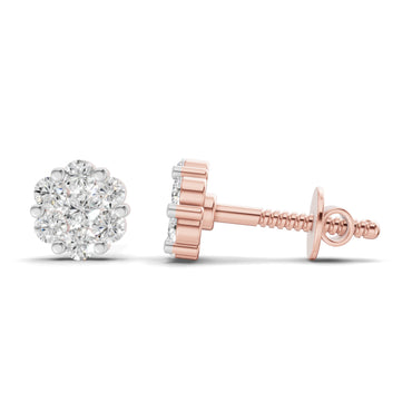 0.17 Carat Starlit Flower Studs Earrings | 14K Rose Gold