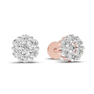 0.17 Carat Starlit Flower Studs Earrings | 14K Rose Gold