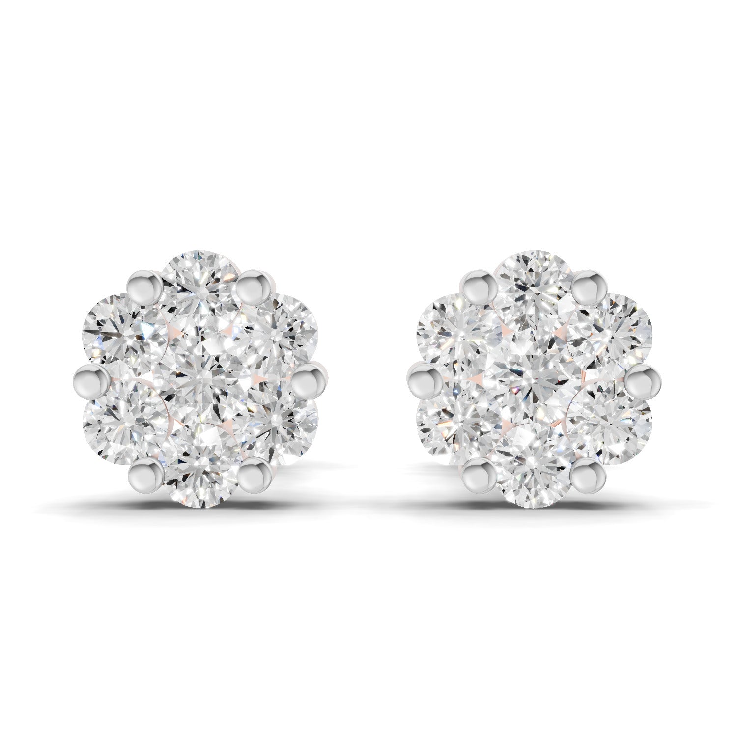 0.17 Carat Starlit Flower Studs Earrings | 14K Rose Gold