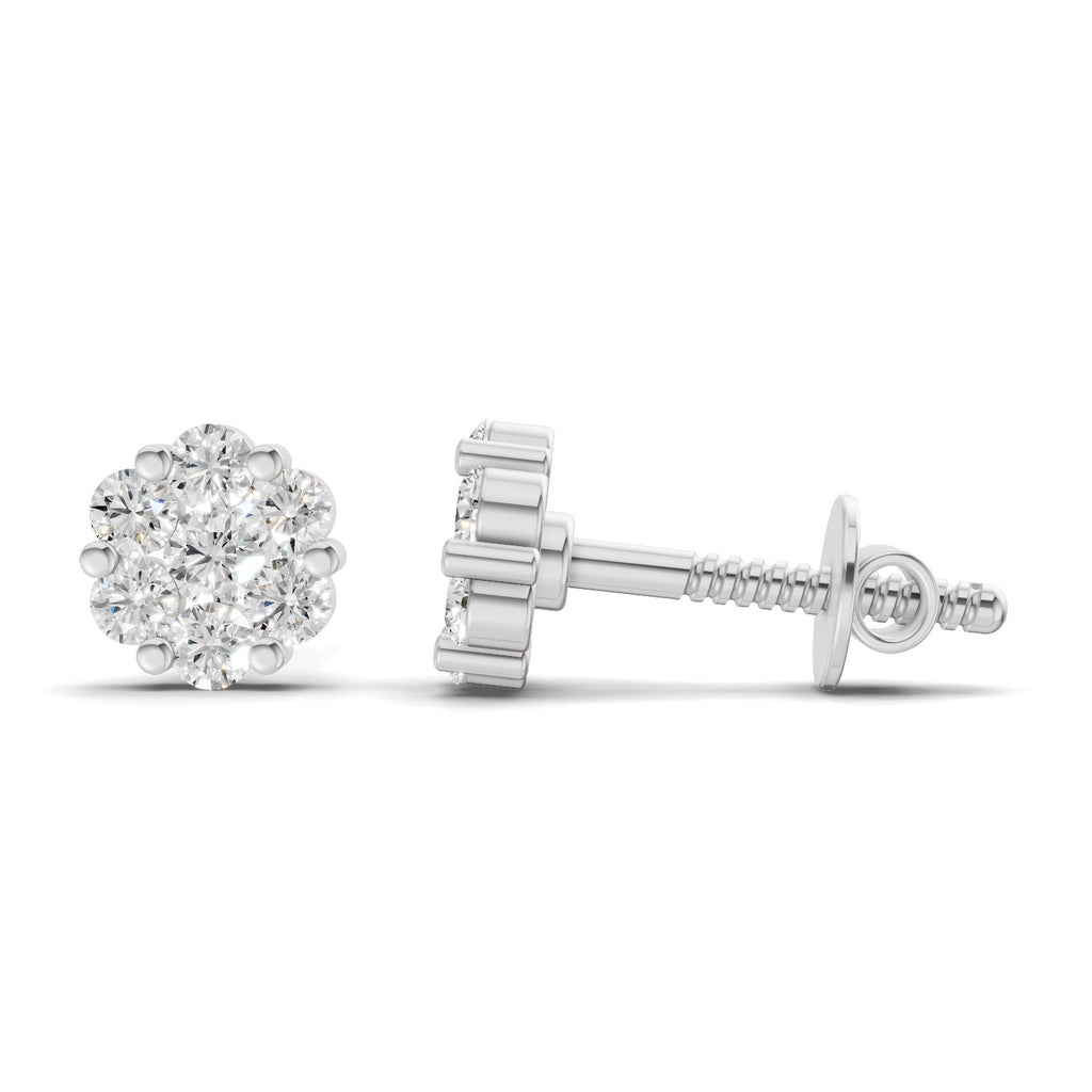 0.17 Carat Starlit Flower Studs Earrings | 14K White Gold