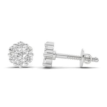 0.17 Carat Starlit Flower Studs Earrings | 14K White Gold