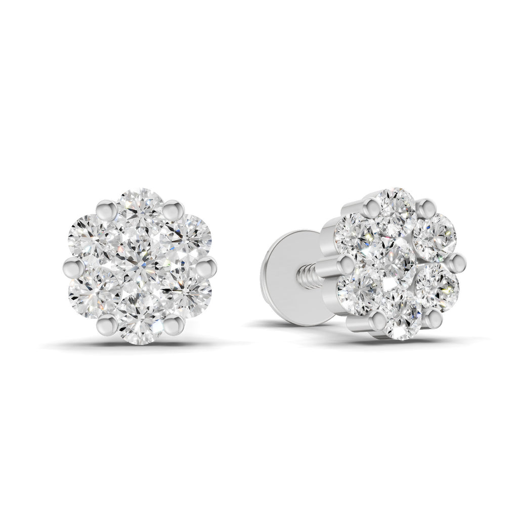 0.17 Carat Starlit Flower Studs Earrings | 14K White Gold
