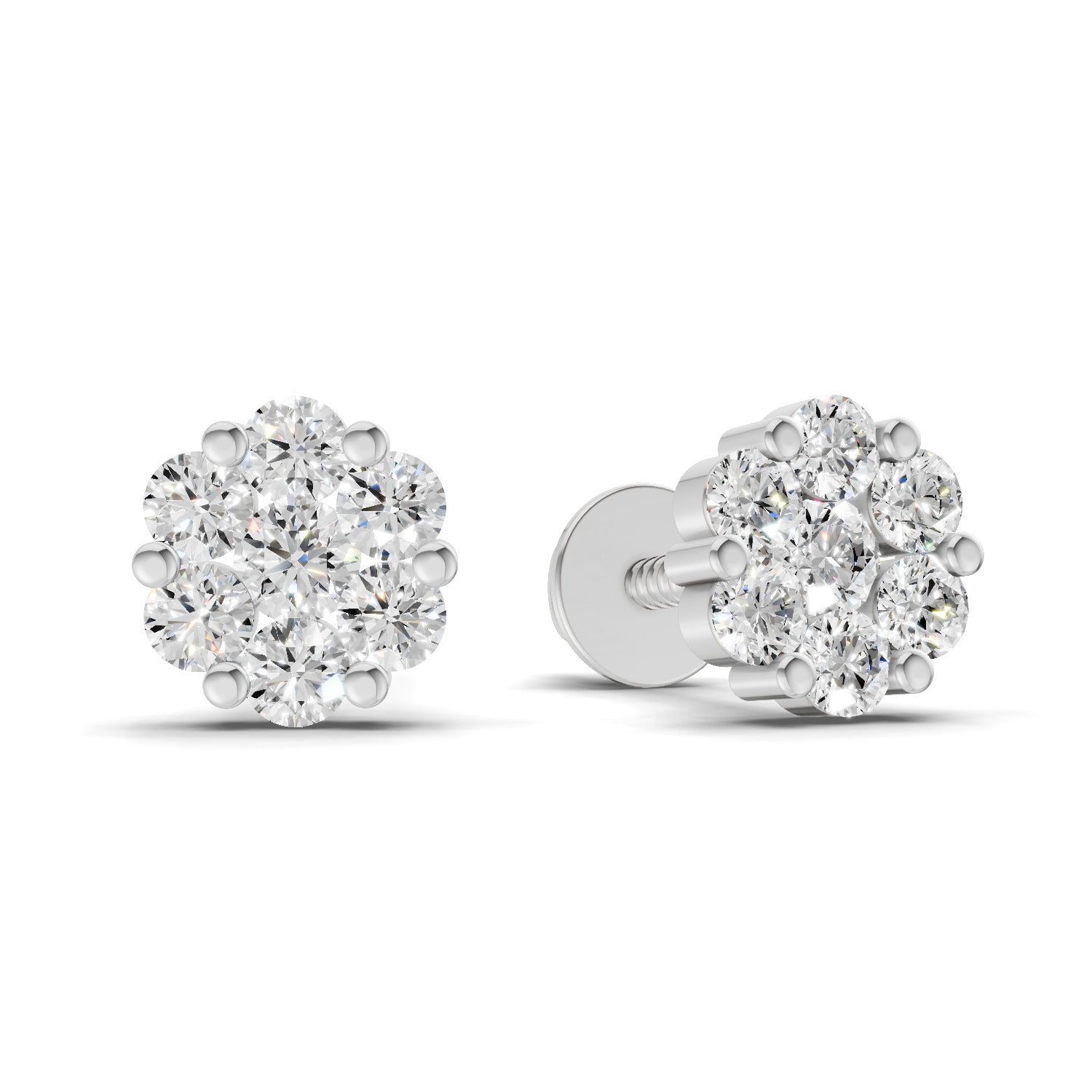 0.17 Carat Starlit Flower Studs Earrings | 14K White Gold