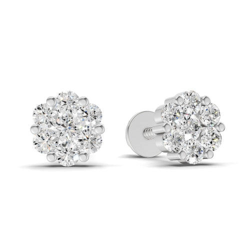 0.17 Carat Starlit Flower Studs Earrings | 14K White Gold