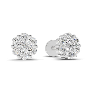 0.17 Carat Starlit Flower Studs Earrings | 14K White Gold