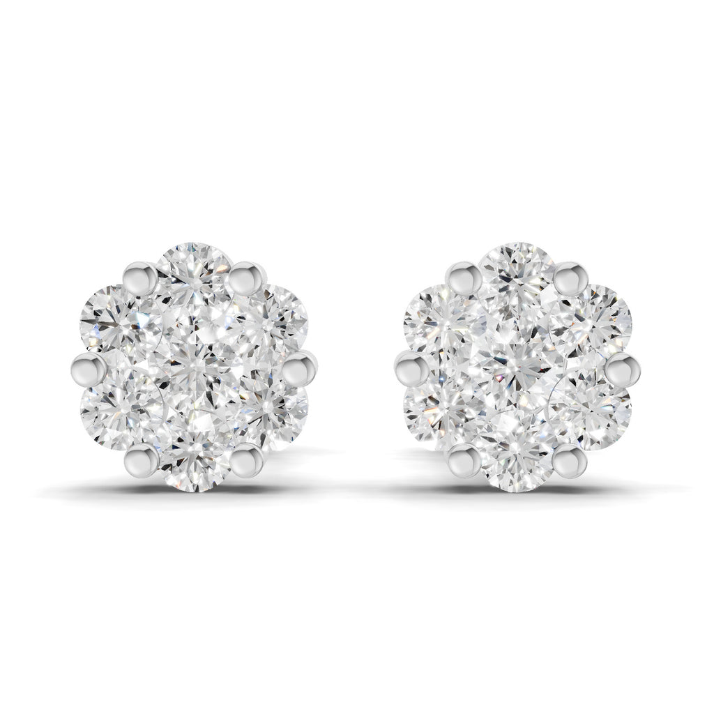 0.17 Carat Starlit Flower Studs Earrings | 14K White Gold
