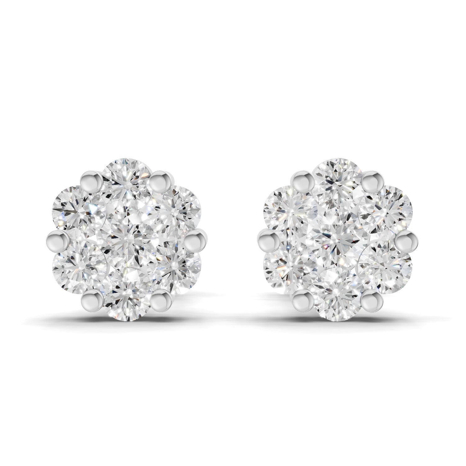 0.17 Carat Starlit Flower Studs Earrings | 14K White Gold