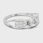 0.45 Carat Oval & Round Shape Diamond Solitaire Ring | 14K White Gold