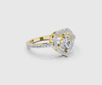 0.84 Ct Round Halo Heart Ring | 14K Yellow Gold