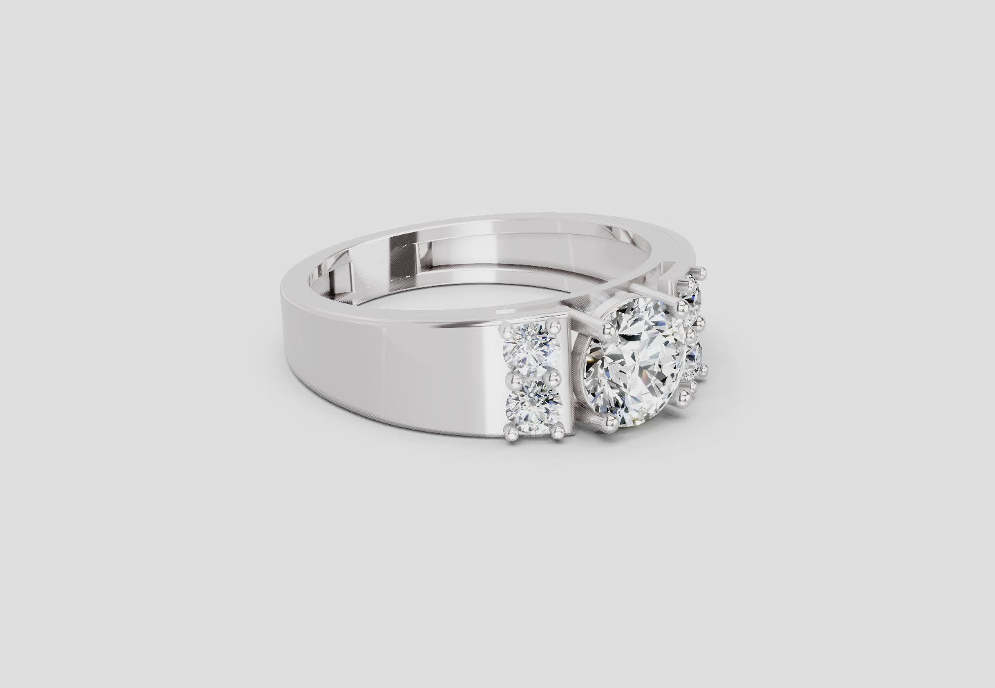 1.42 Ct Round Shape Dimaond Ring | 14K White Gold
