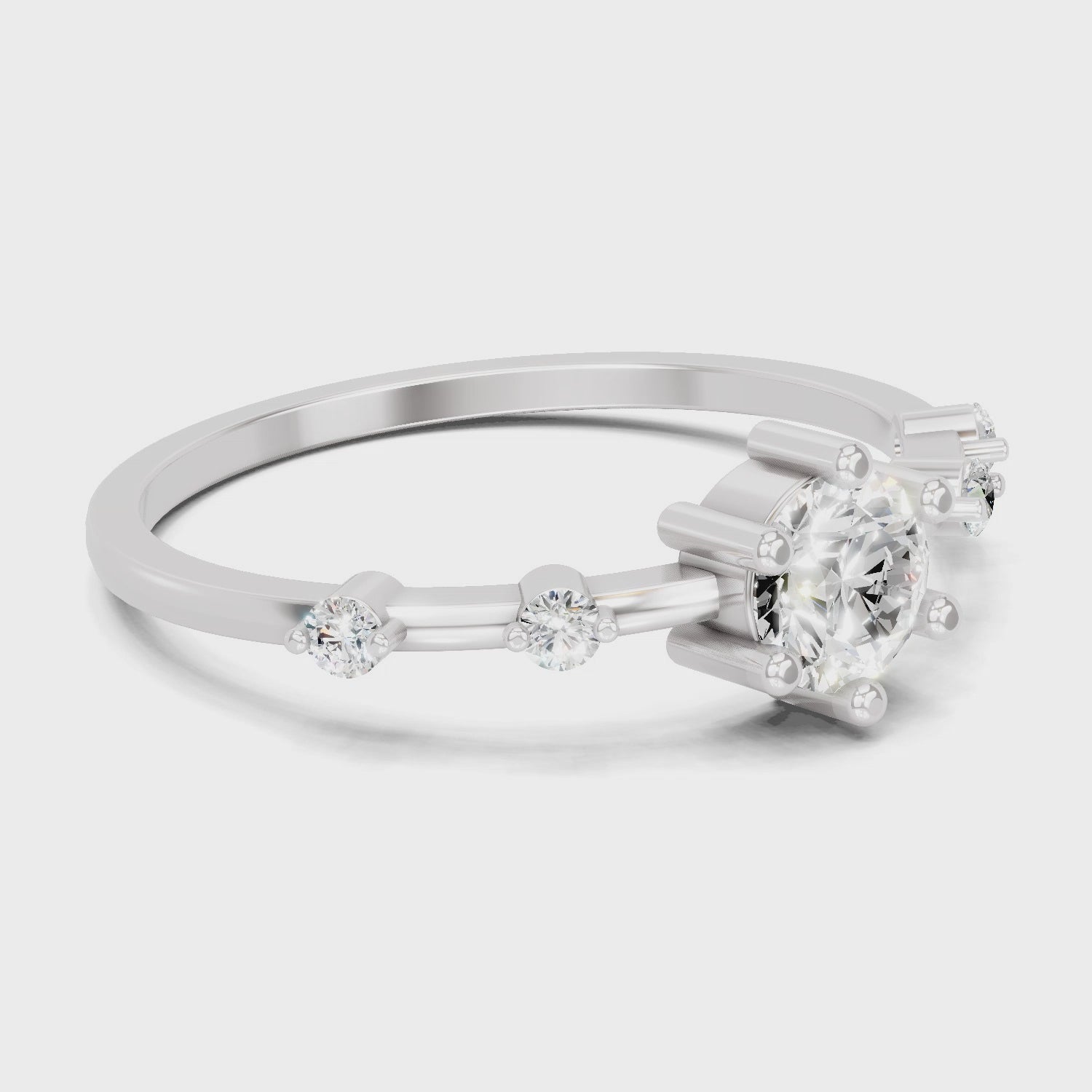 0.44 Carat Round Shape Diamond Solitaire Ring | 14K White Gold