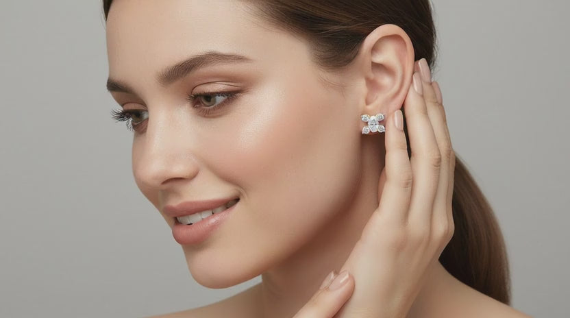 0.7 Ct Oval Stud Earrings | 14K Yellow Gold