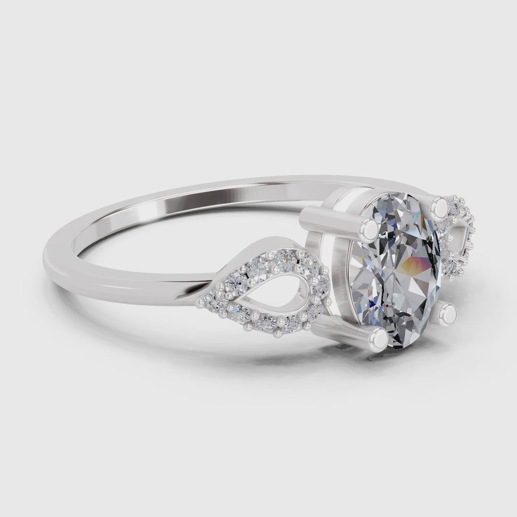 Sparkles 1.07 Carat Oval Shape Engagement Ring | 14K White Gold