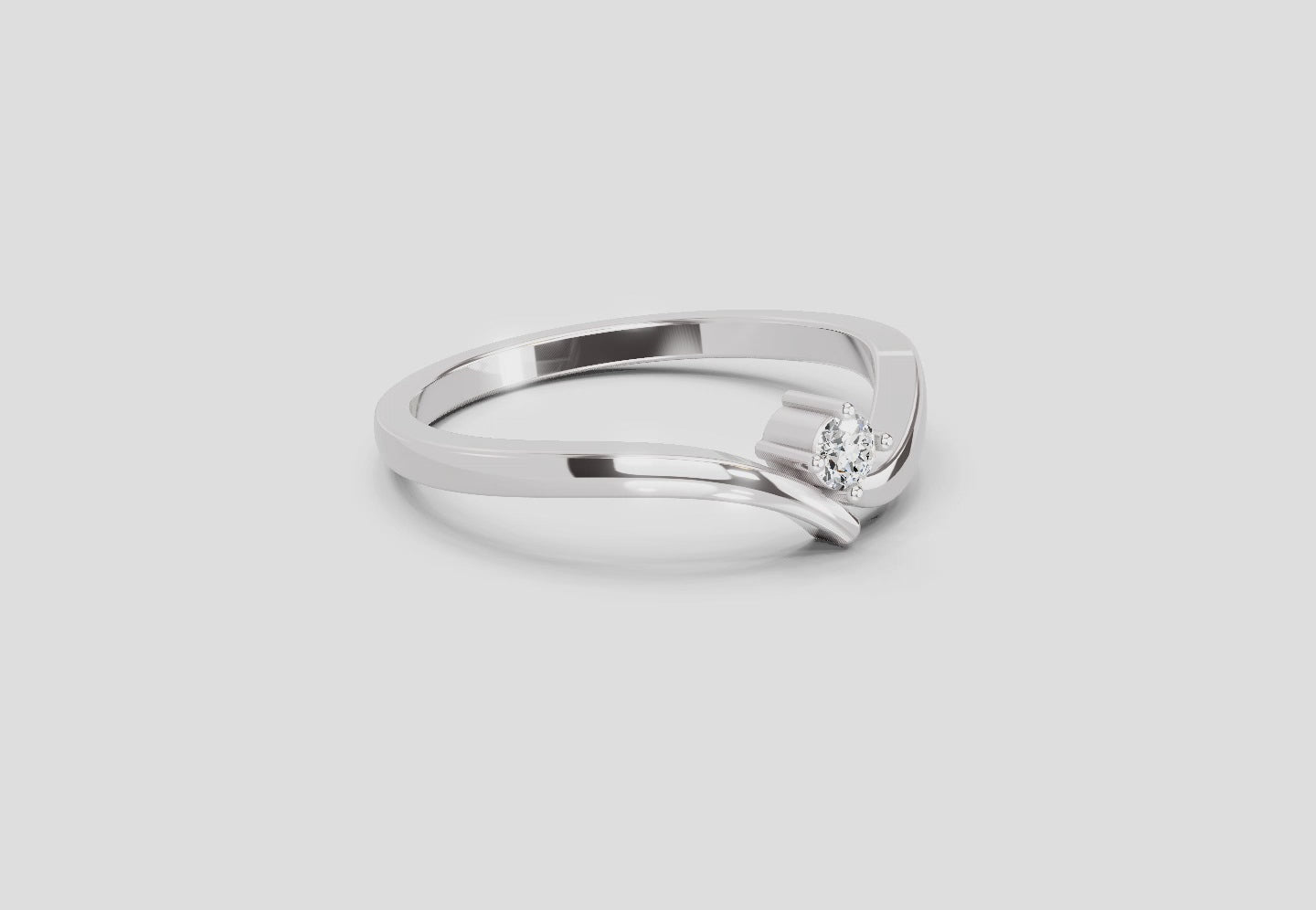 0.07 Ct Round Solitaire Ring | 14K White Gold
