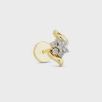 0.07 Ct Swirl Nose Pin Round Shape | 14K Yellow Gold