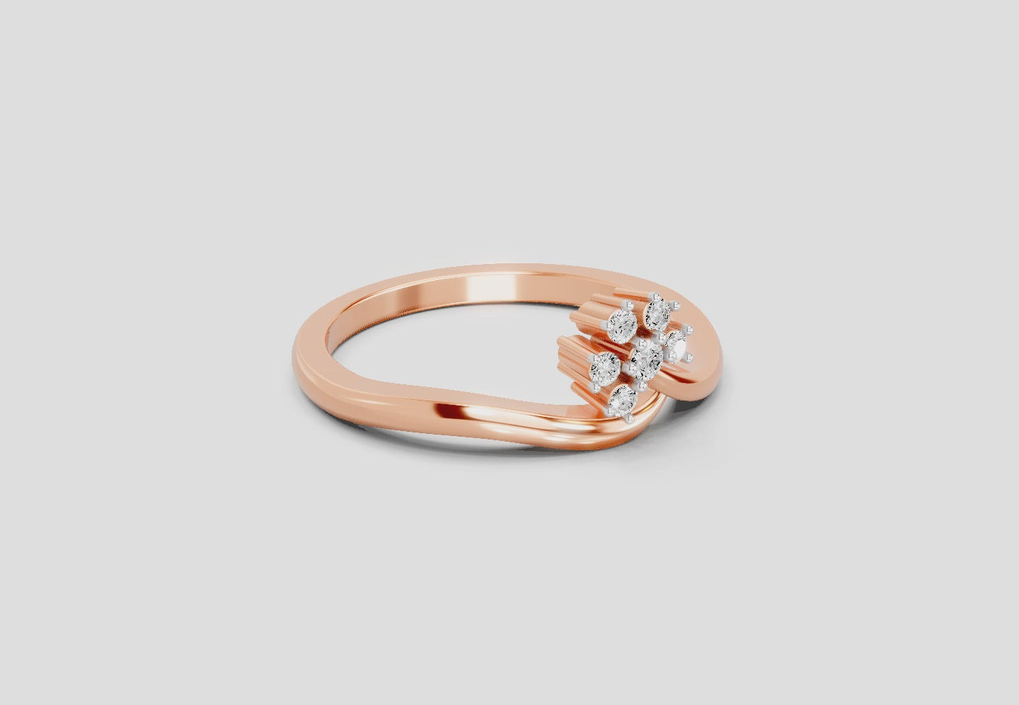 0.11 Ct Round Shape Diamond Ring  14K Rose Gold