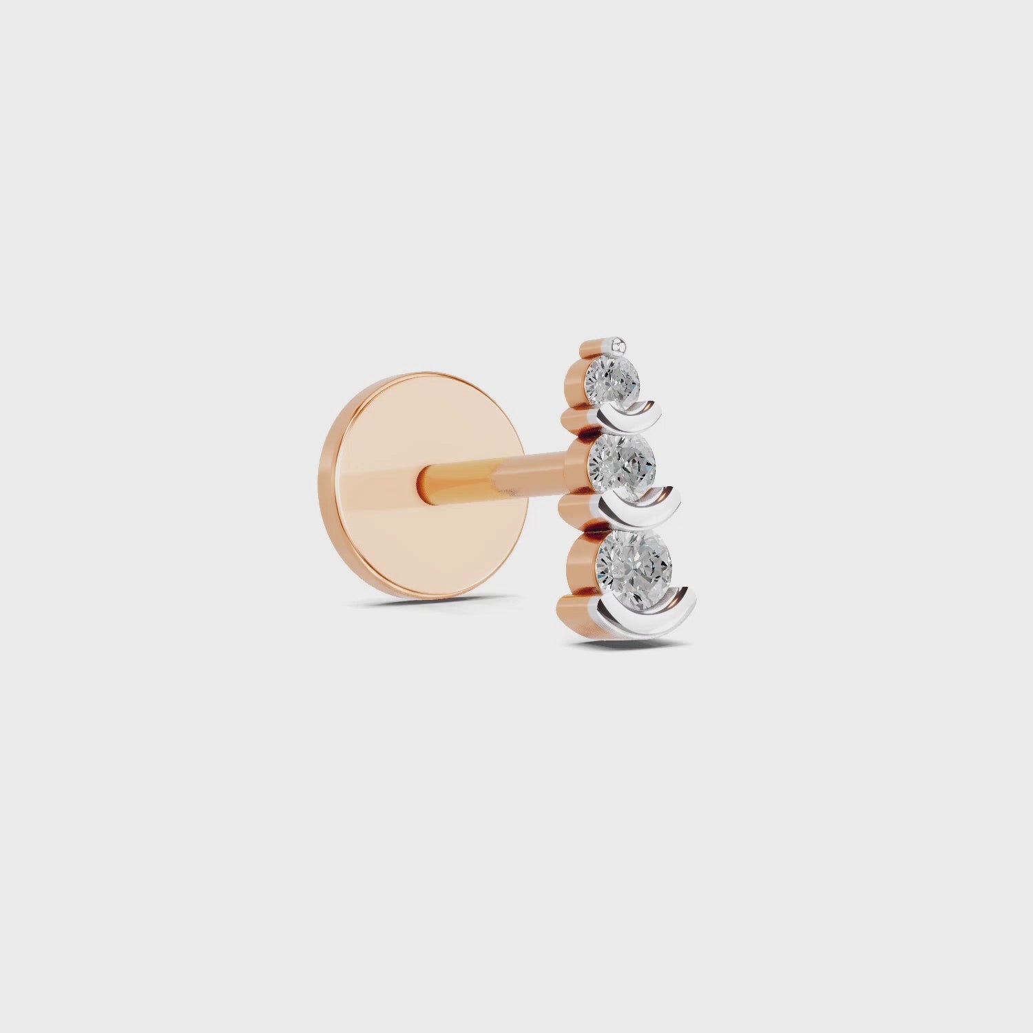 3 Stone Nosepin 0.06 Ct | 14Kt Yellow Gold