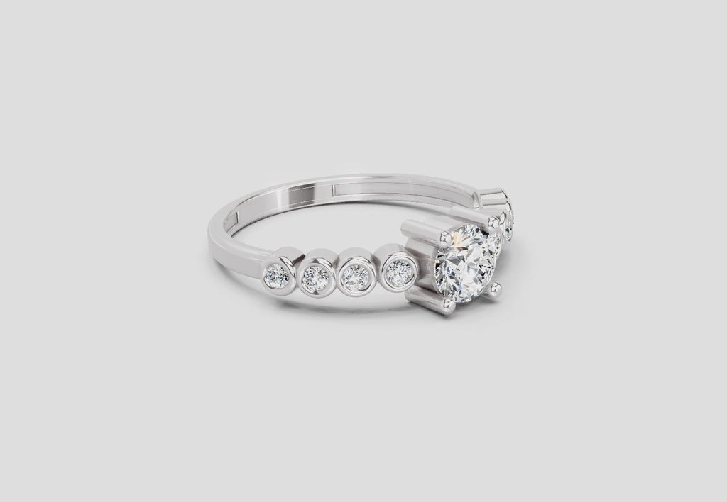 0.55 Carat Round Shape Diamond Ring | 14K White Gold