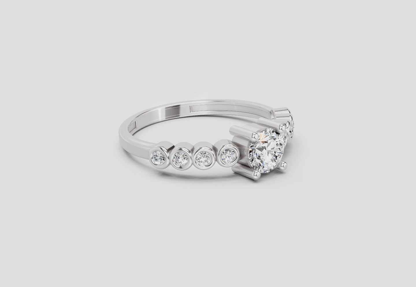 0.55 Carat Round Shape Diamond Ring | 14K White Gold