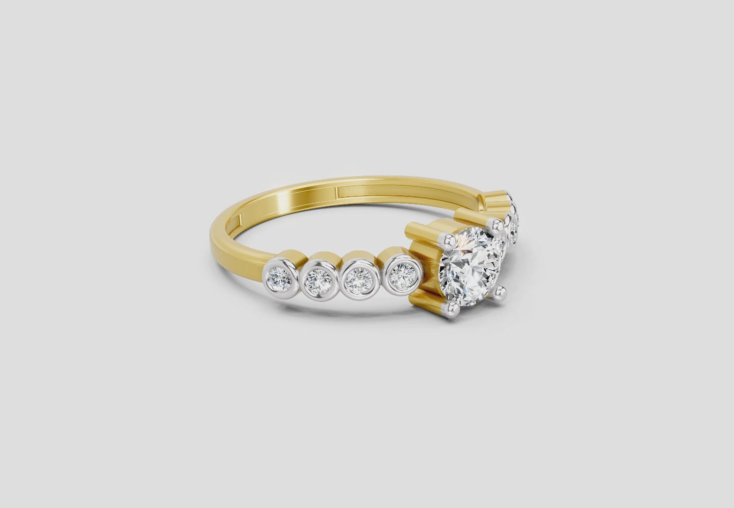 0.55 Carat Round Shape Diamond Ring | 14K Yellow Gold