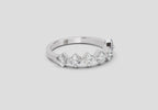 0.63 Ct Princess Shape 7 Stone Diamond Band Ring | 14K White Gold