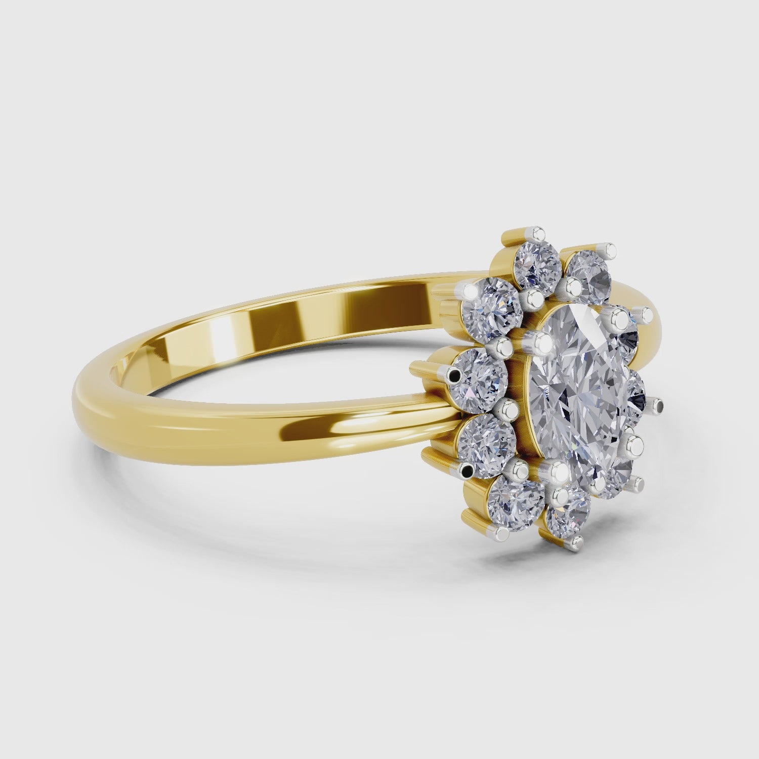 0.88 Carat Oval Shape Engagement Ring | 14K Yellow Gold