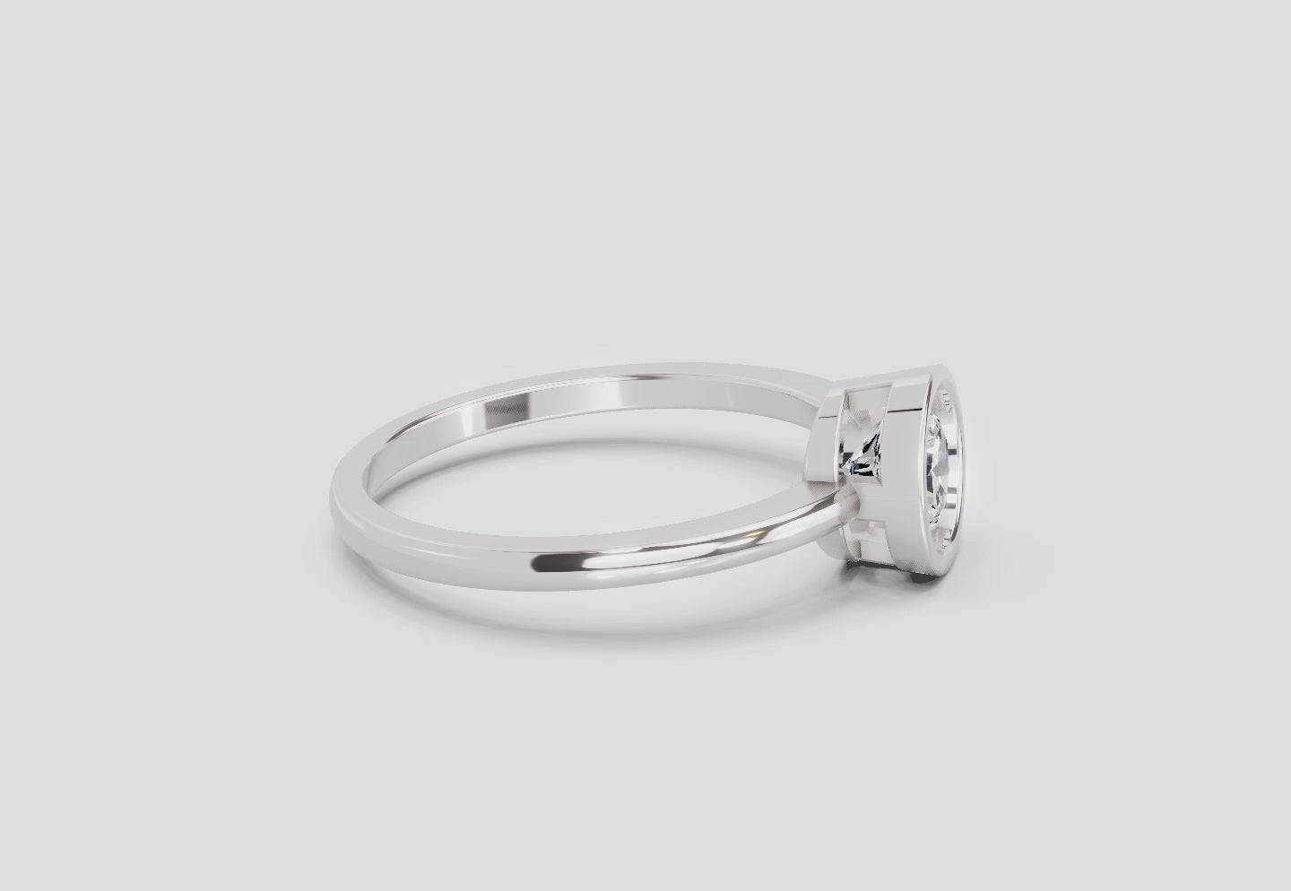 Bezel Solitaire Ring | 14K White Gold