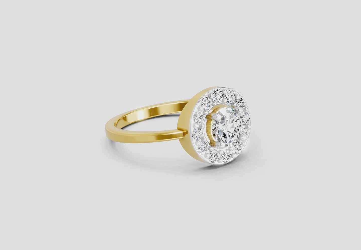 0.85 Ct Round Halo 14K Yellow Gold