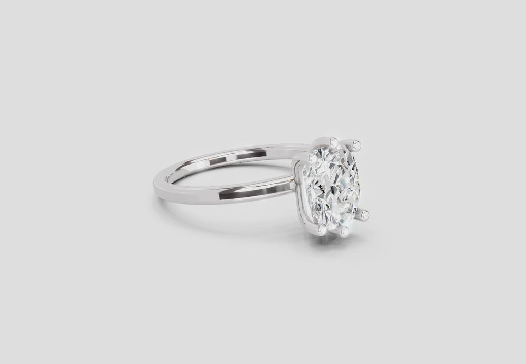 2.06 Carat Cushion Shape Solitaire Diamond Ring | 14K White Gold