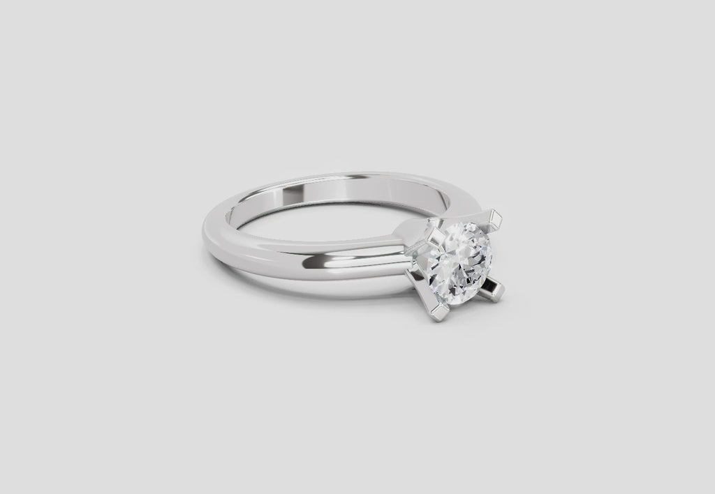 0.8 Ct Round Solitaire Ring  14K White Gold