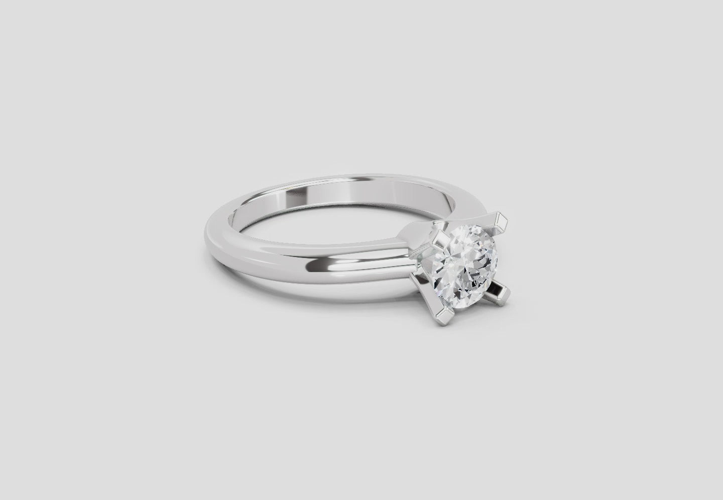 0.8 Ct Round Solitaire Ring  14K White Gold