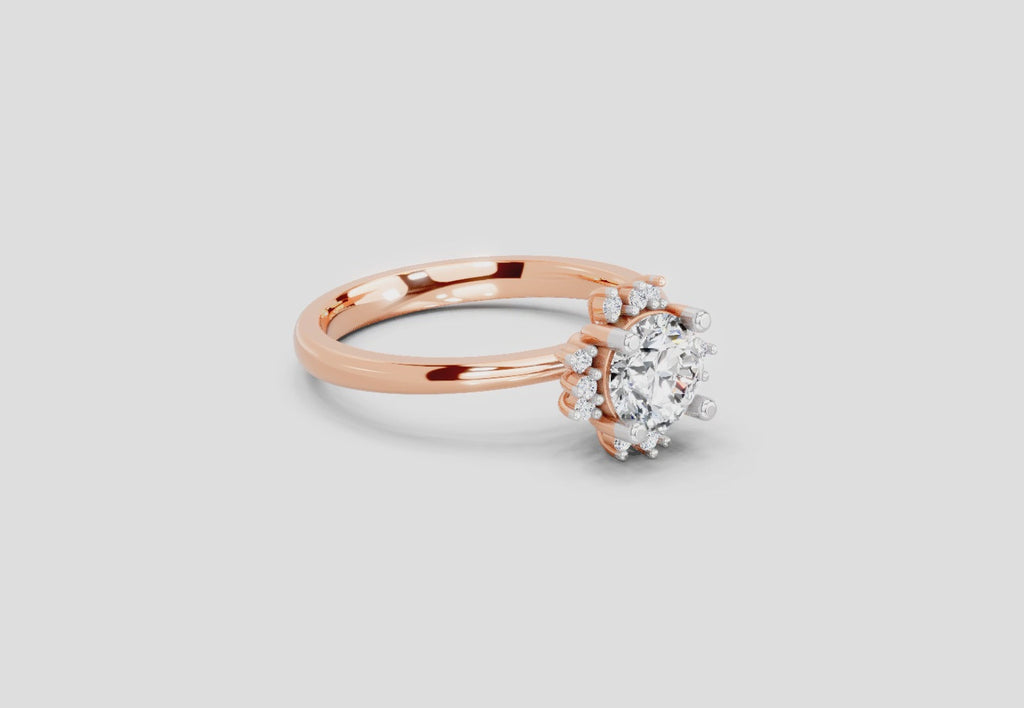 0.86 Ct Round Halo Ring | 14K Rose Gold