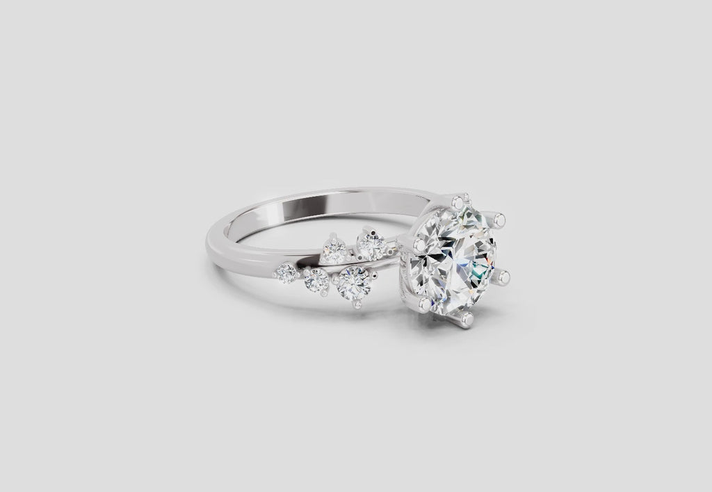 1.64 Carat Celestial Bloom Promise Engagement Ring | 14K White Gold