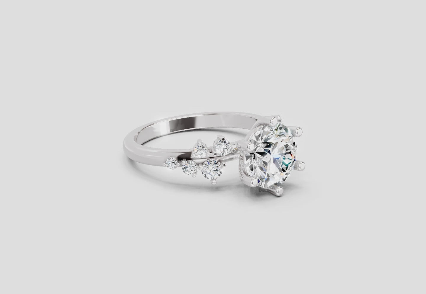1.64 Carat Celestial Bloom Promise Engagement Ring | 14K White Gold